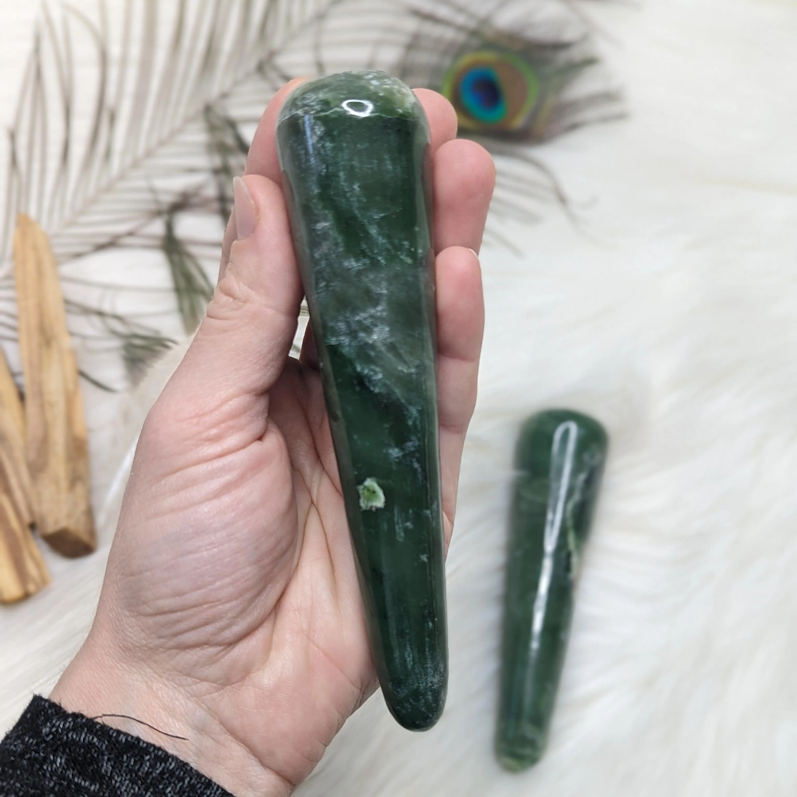 One Large Nepherite Jade Wand Carving ~ IDEAL FOR MASSAGE!