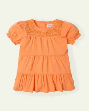 Orange Embroidered Top