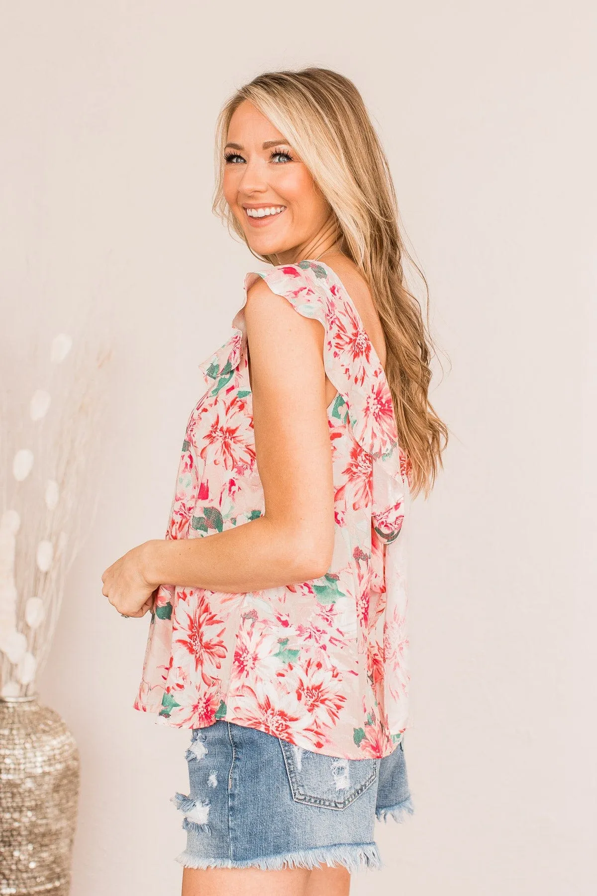 Painting Life Sleeveless Blouse- Blush