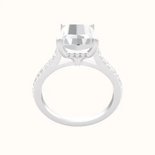 Pave Cathedral Engagement Ring With Front set gallery Head