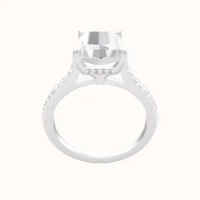 Pave Cathedral Engagement Ring With Front set gallery Head