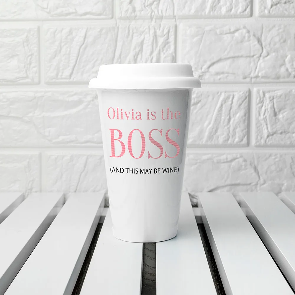 Personalised The Boss Ceramic Travel Mug