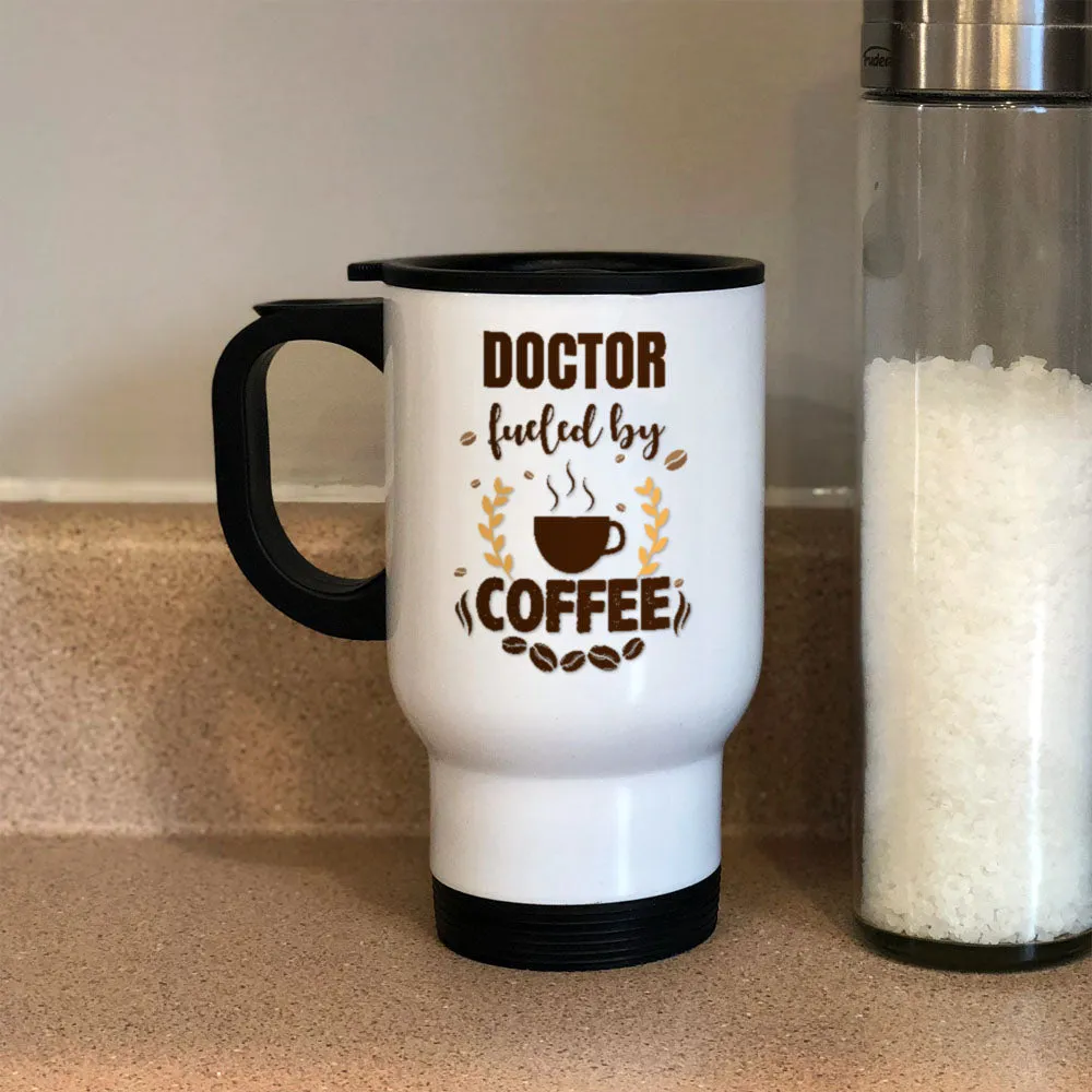 Personalized Metal Coffee and Tea Travel Mug Fueled by Coffee