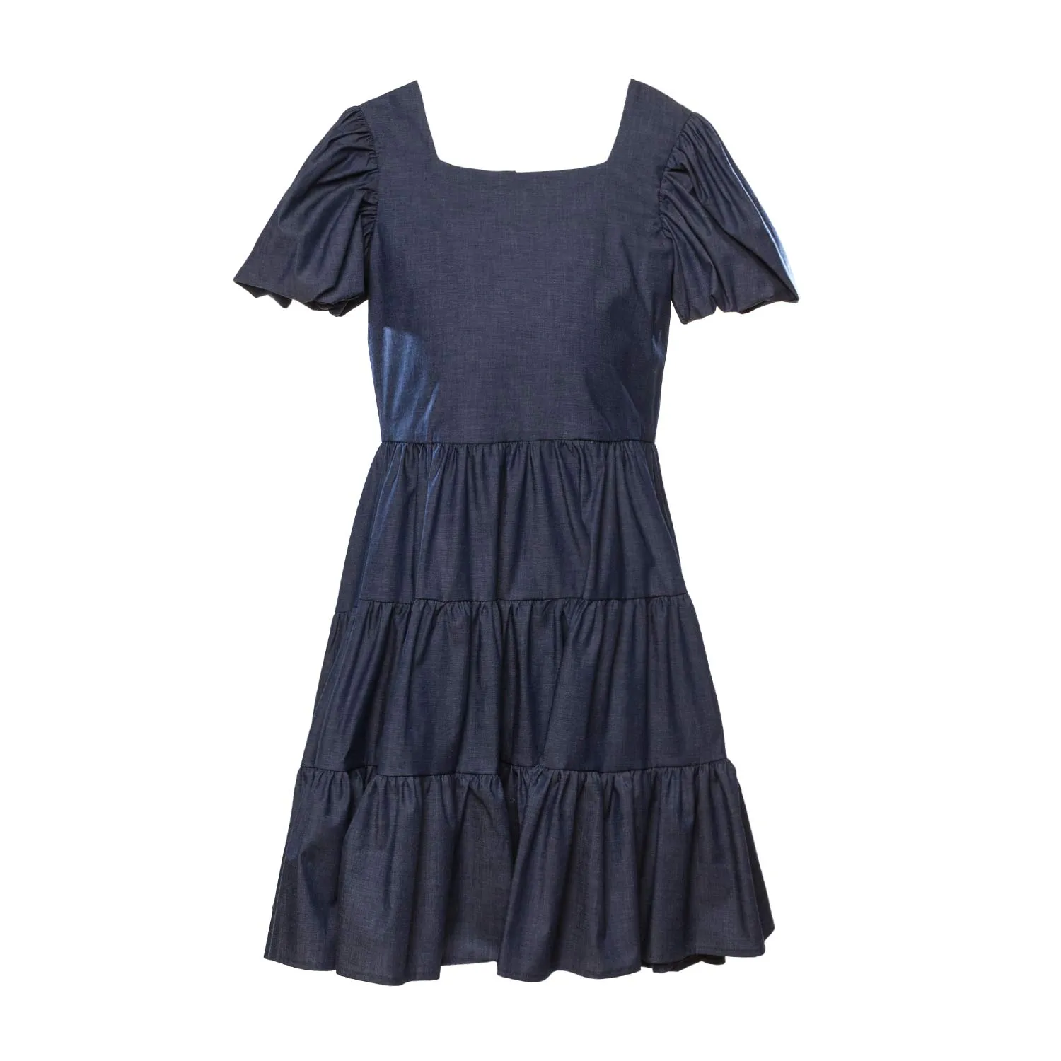 Piccolaludo Blue Cotton Dress For Girl