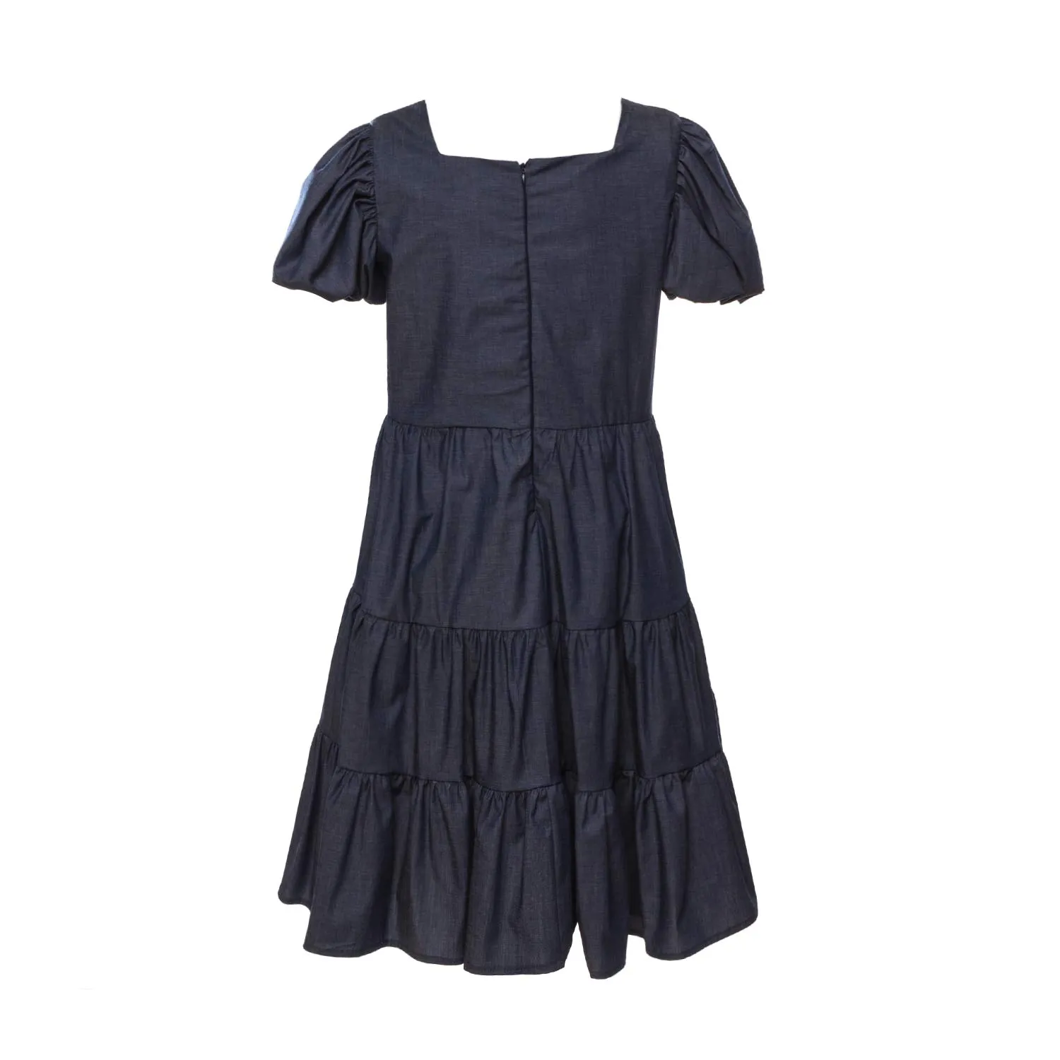 Piccolaludo Blue Cotton Dress For Girl