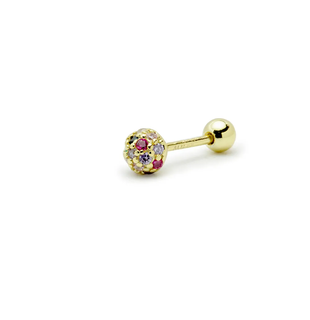 Piercing Bola Multicolor Plata