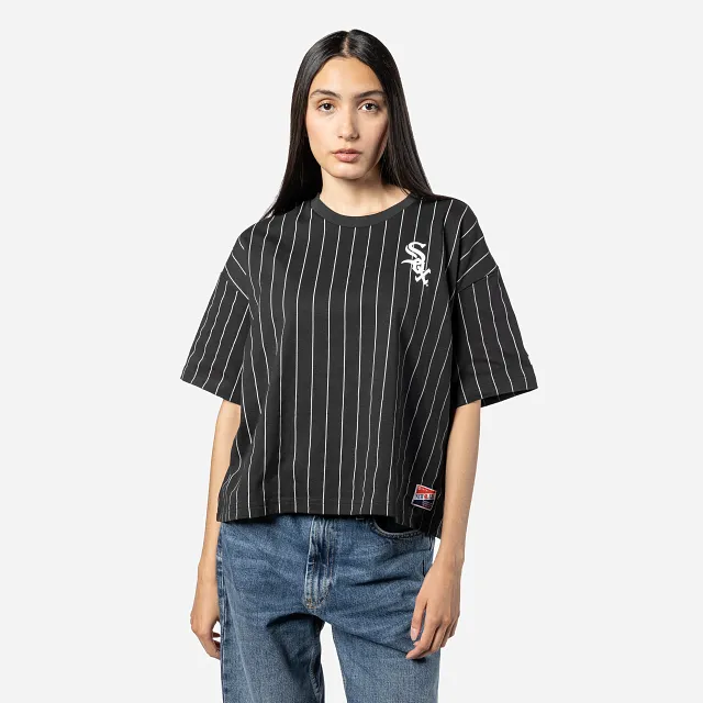 Playera Manga Corta Chicago White Sox MLB Throwback Pinstripe para Mujer