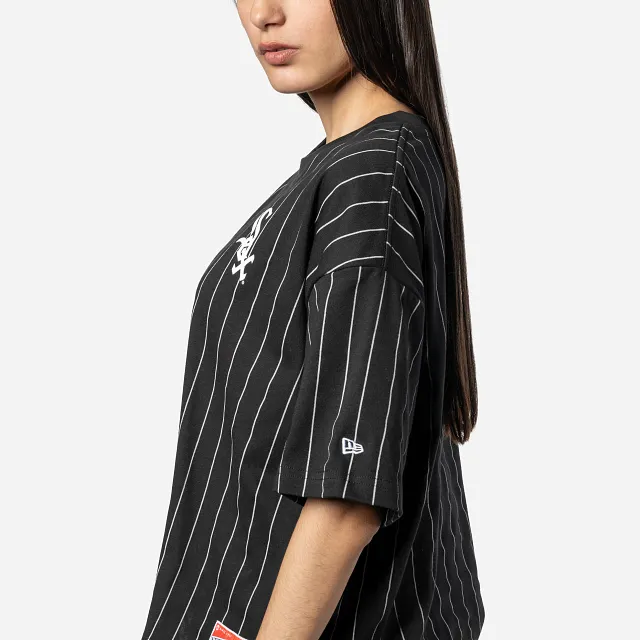 Playera Manga Corta Chicago White Sox MLB Throwback Pinstripe para Mujer