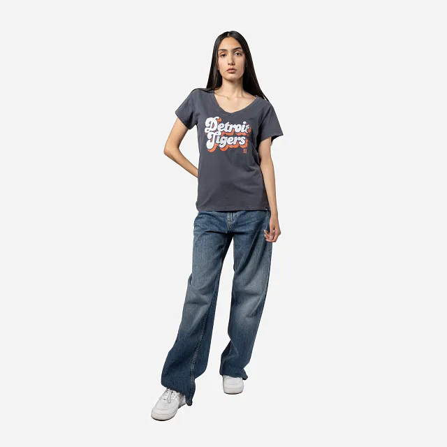 Playera Manga Corta Detroit Tigers MLB Throwback para Mujer