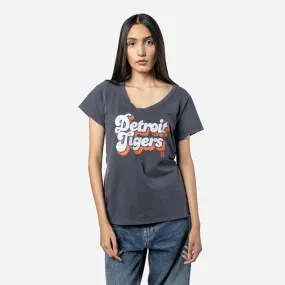 Playera Manga Corta Detroit Tigers MLB Throwback para Mujer