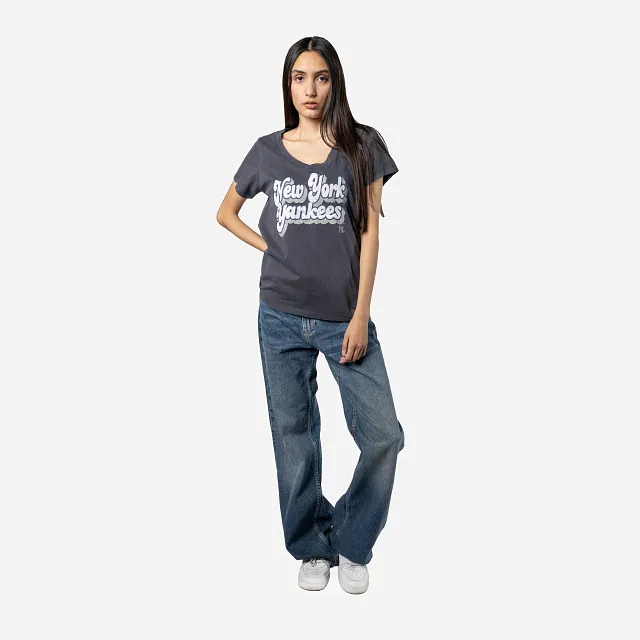 Playera Manga Corta New York Yankees MLB Throwback para Mujer