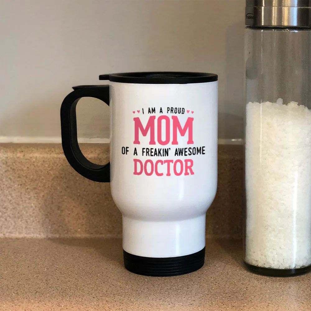 Proud Mom Personalized Metal Coffee and Tea Travel Mug