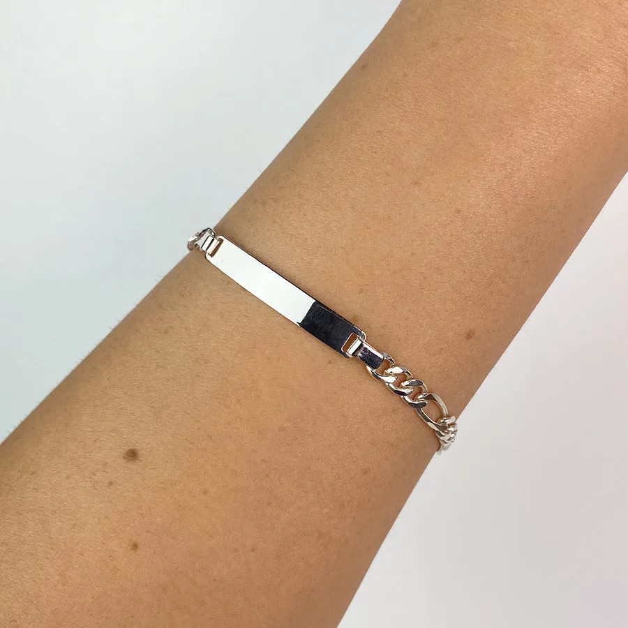 Pulsera Fígaro Maciza Italiana 5mm Plata