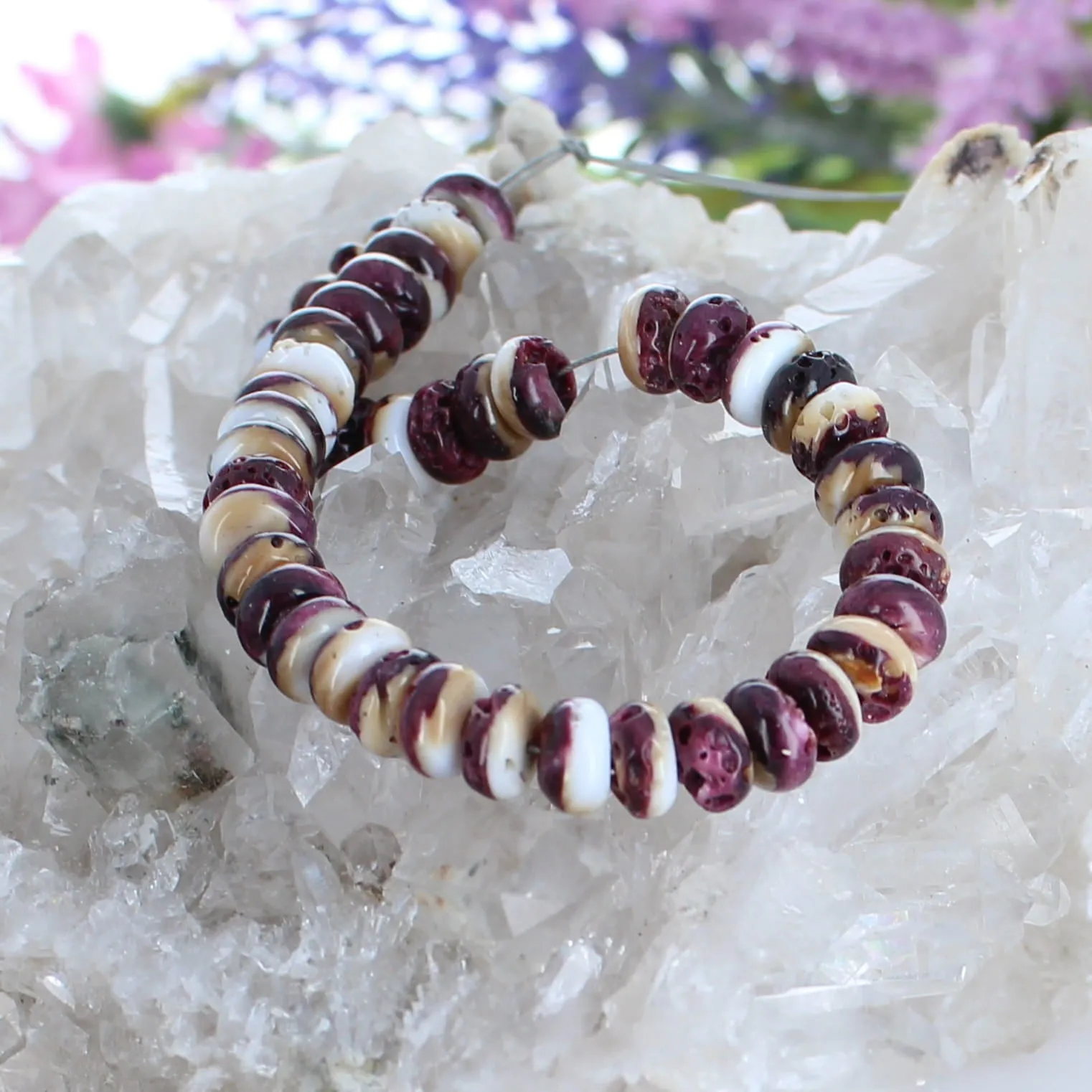 Purple Spiny Oyster Beads Rondelles 8mm 8