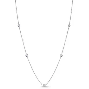 Roberto Coin 18 Karat White Gold Diamond By The Inch 5 Station Necklace