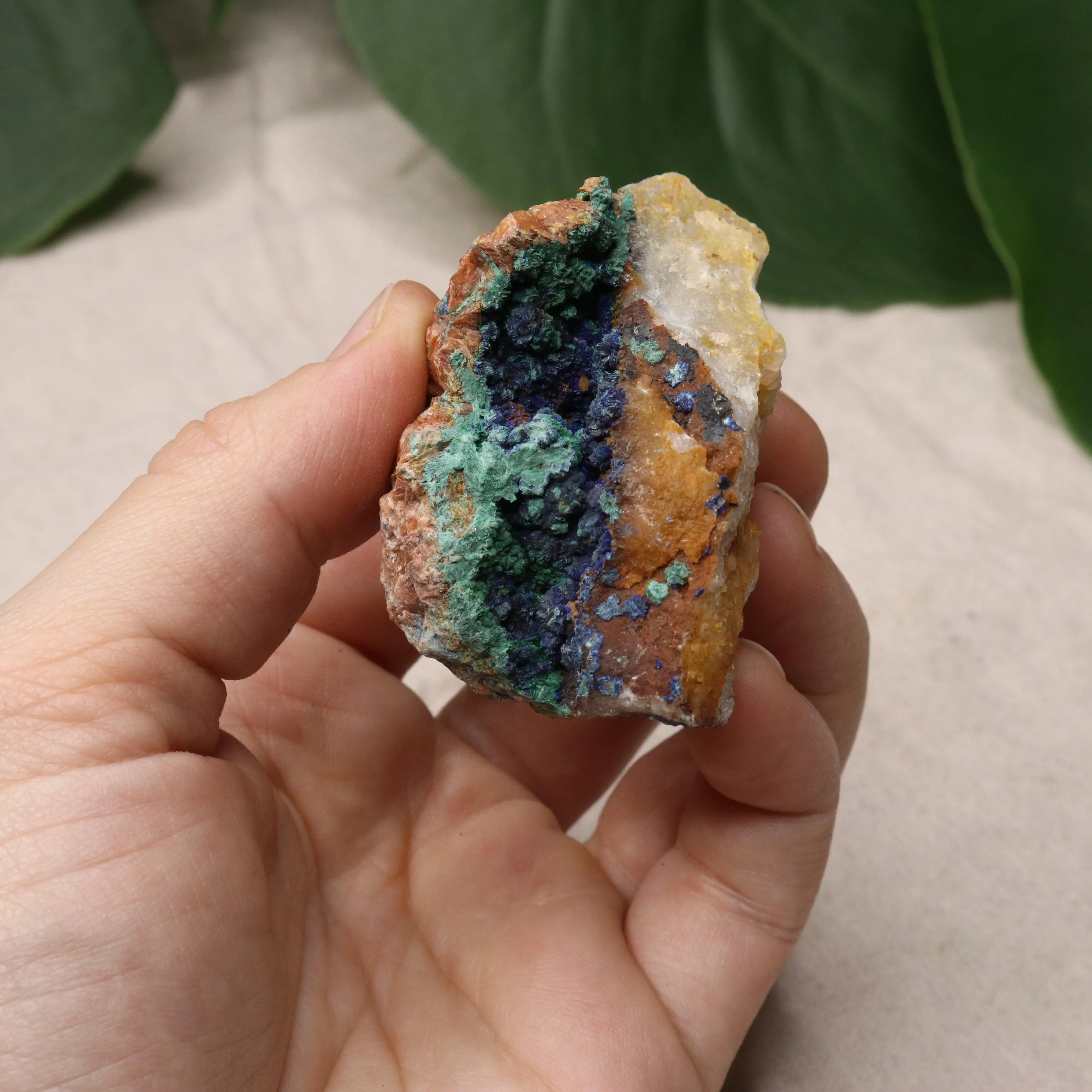 Rough Azurite and Malachite Specimen Set of 3 from Morocco