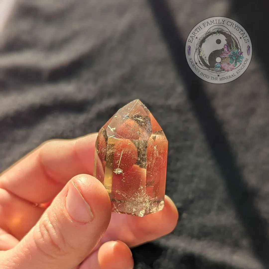 Rutilated Smoky Citrine Quartz Mini Polished Point ~ Protective and Grounding Display Point ~