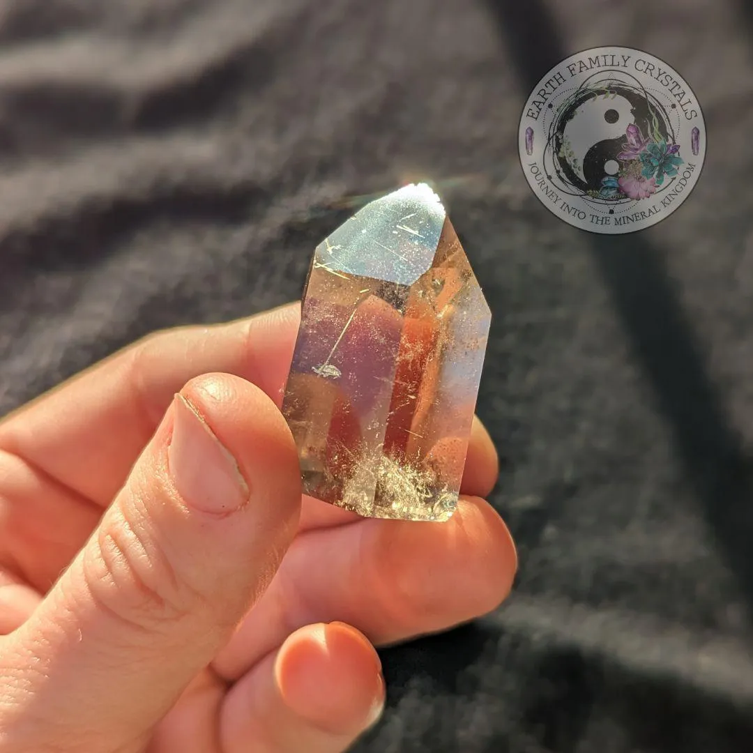 Rutilated Smoky Citrine Quartz Mini Polished Point ~ Protective and Grounding Display Point ~