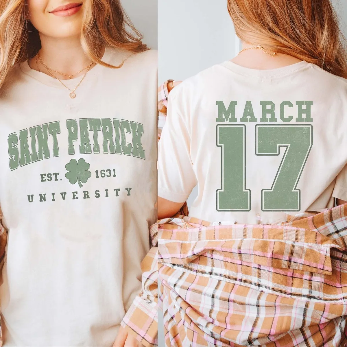 Saint Patrick University Wholesale Tee With Front And Back Design