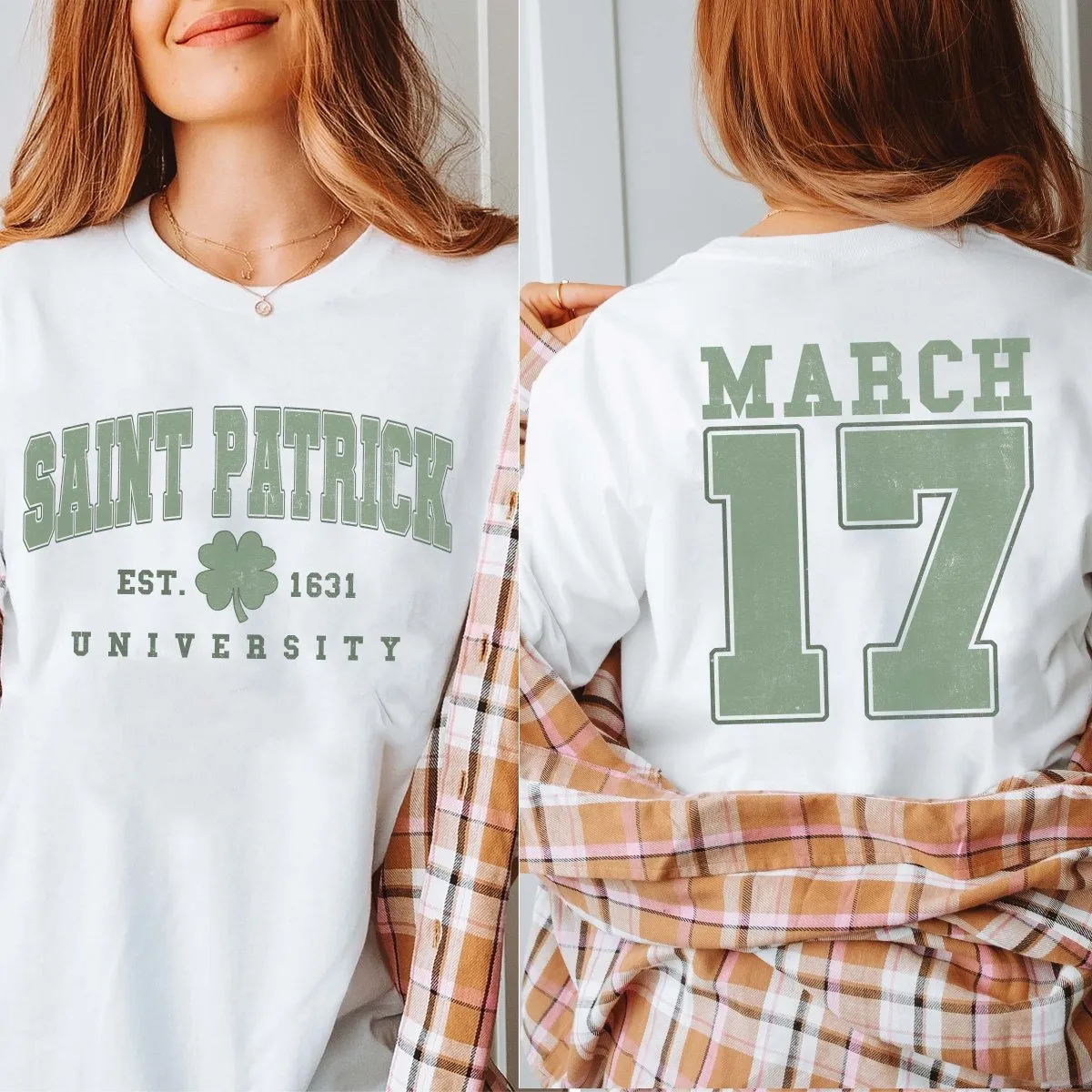 Saint Patrick University Wholesale Tee With Front And Back Design