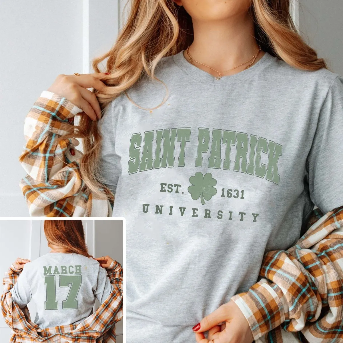 Saint Patrick University Wholesale Tee With Front And Back Design