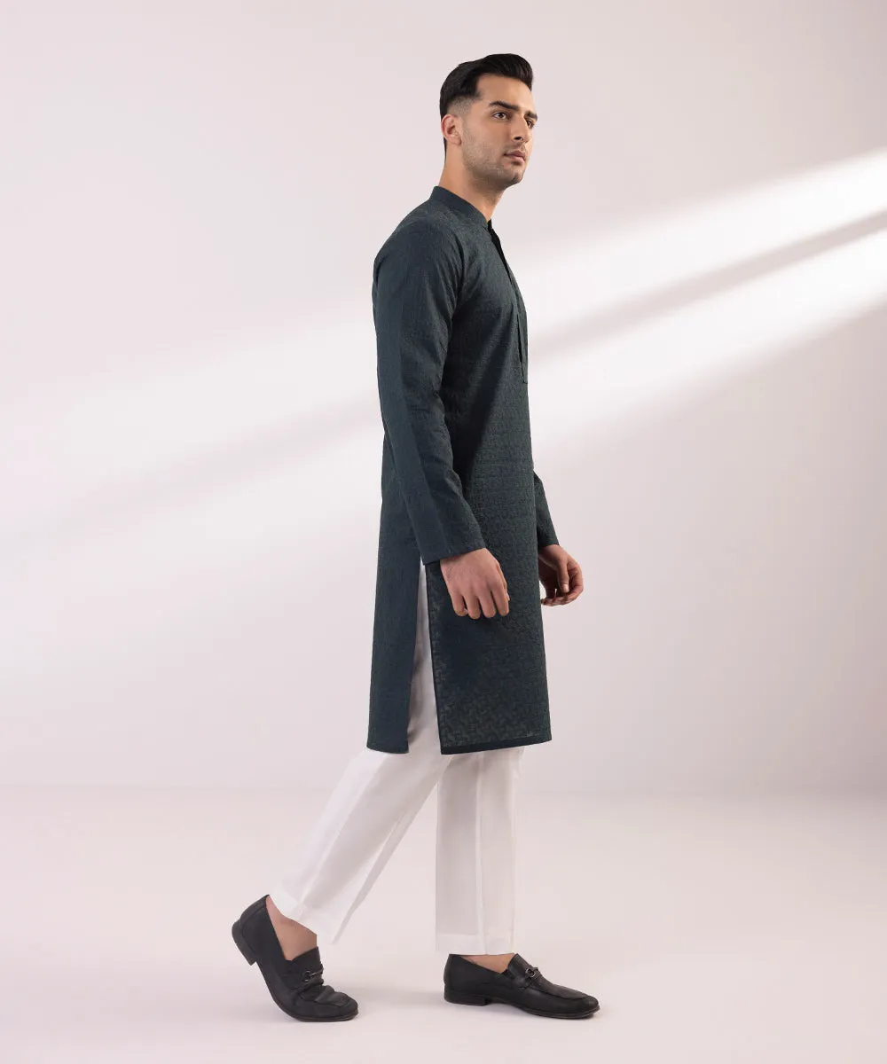 Schiffli Embroidered Cotton Kurta