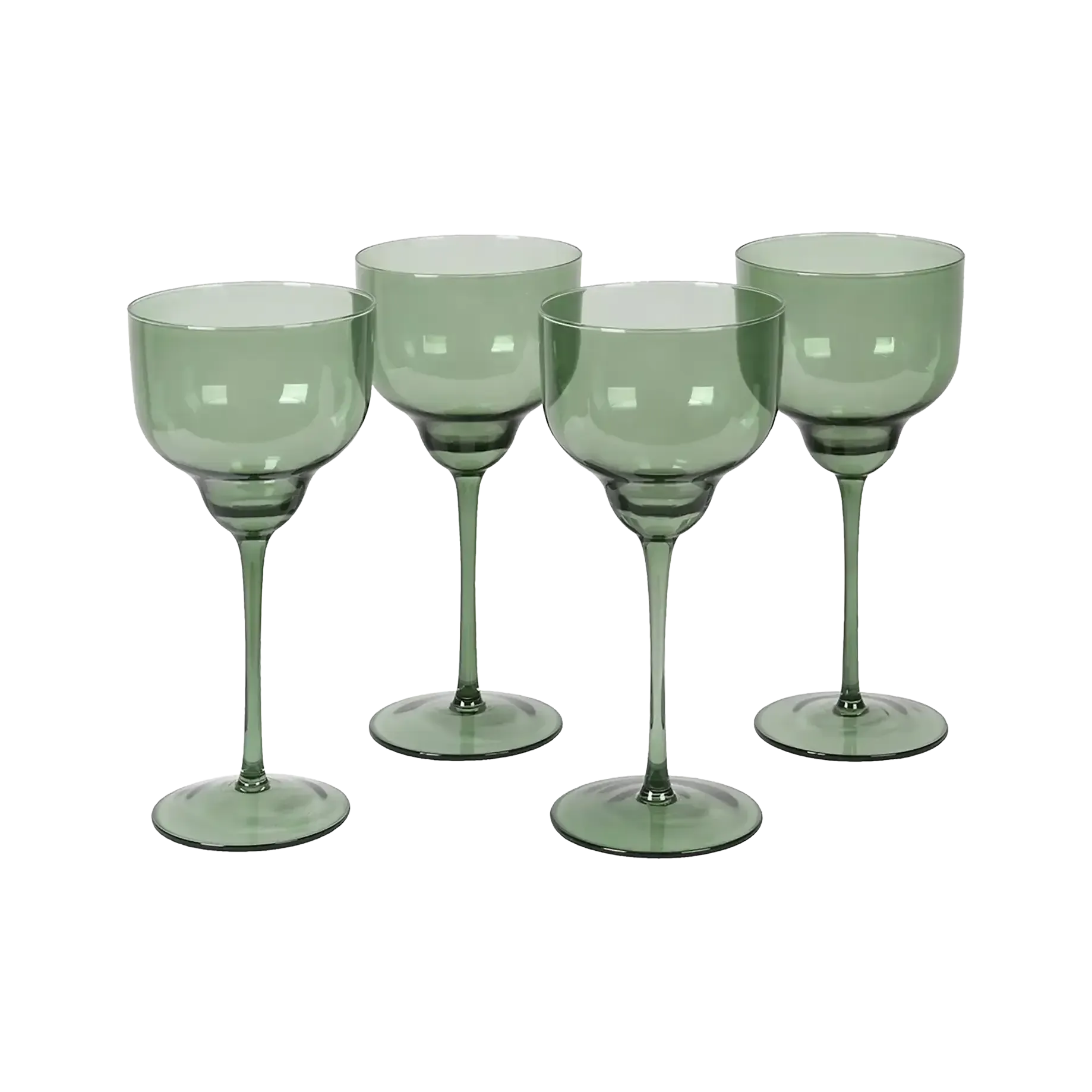 Set Of Two Olive Green Wine Glasses