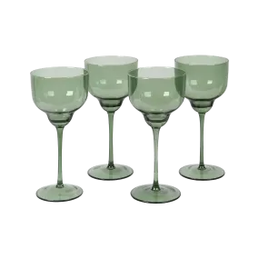 Set Of Two Olive Green Wine Glasses