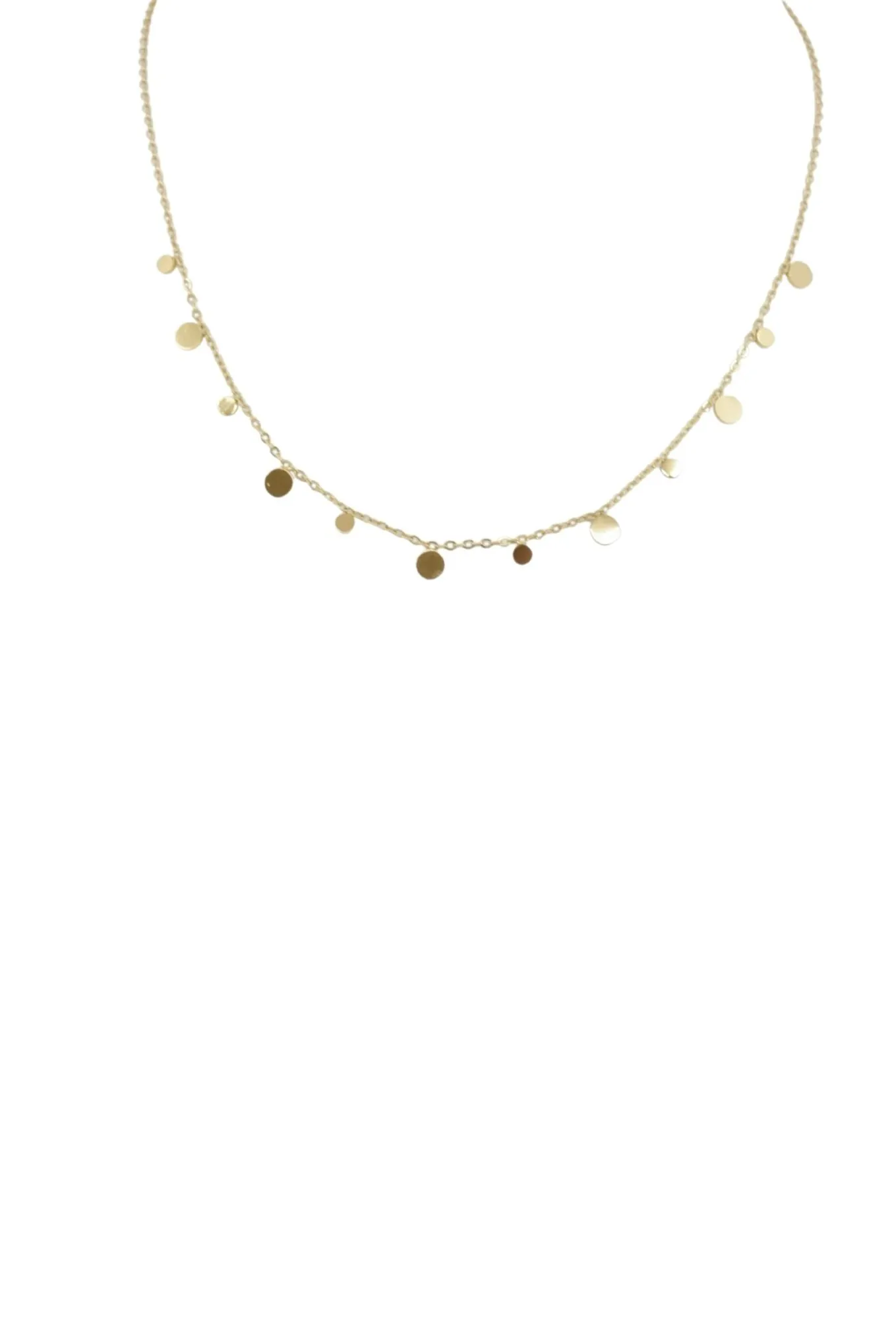 Simple Gold Ibiza Necklace with Small Circles