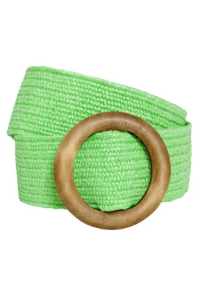 Smashed Lemon Lime Stretch Belt with Wooden Buckle