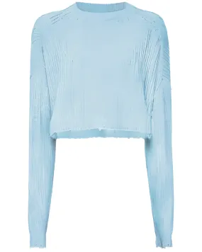 Soft Blue Long Sleeve Crop Pullover