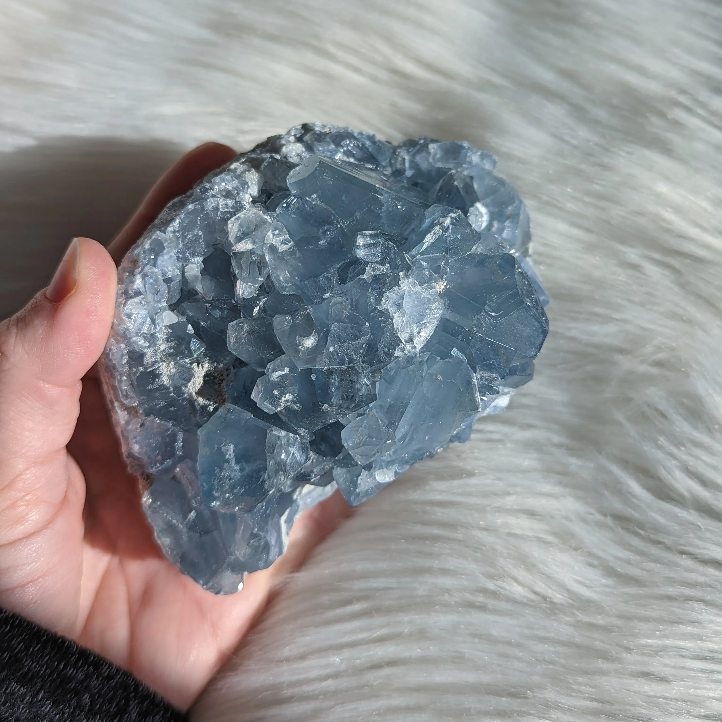 Sparkling Sweet BLUE CELESTITE Geode Cluster