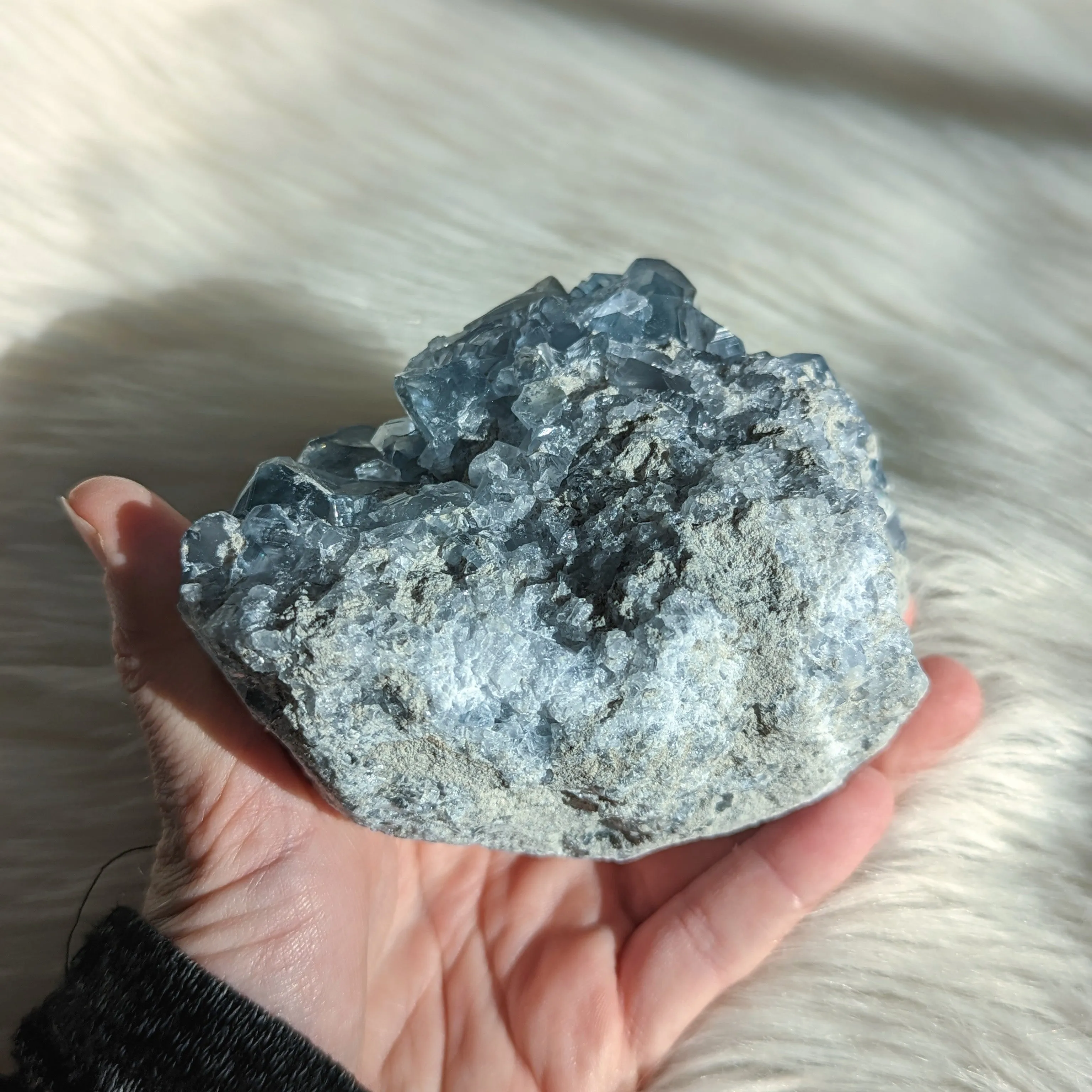 Sparkling Sweet BLUE CELESTITE Geode Cluster