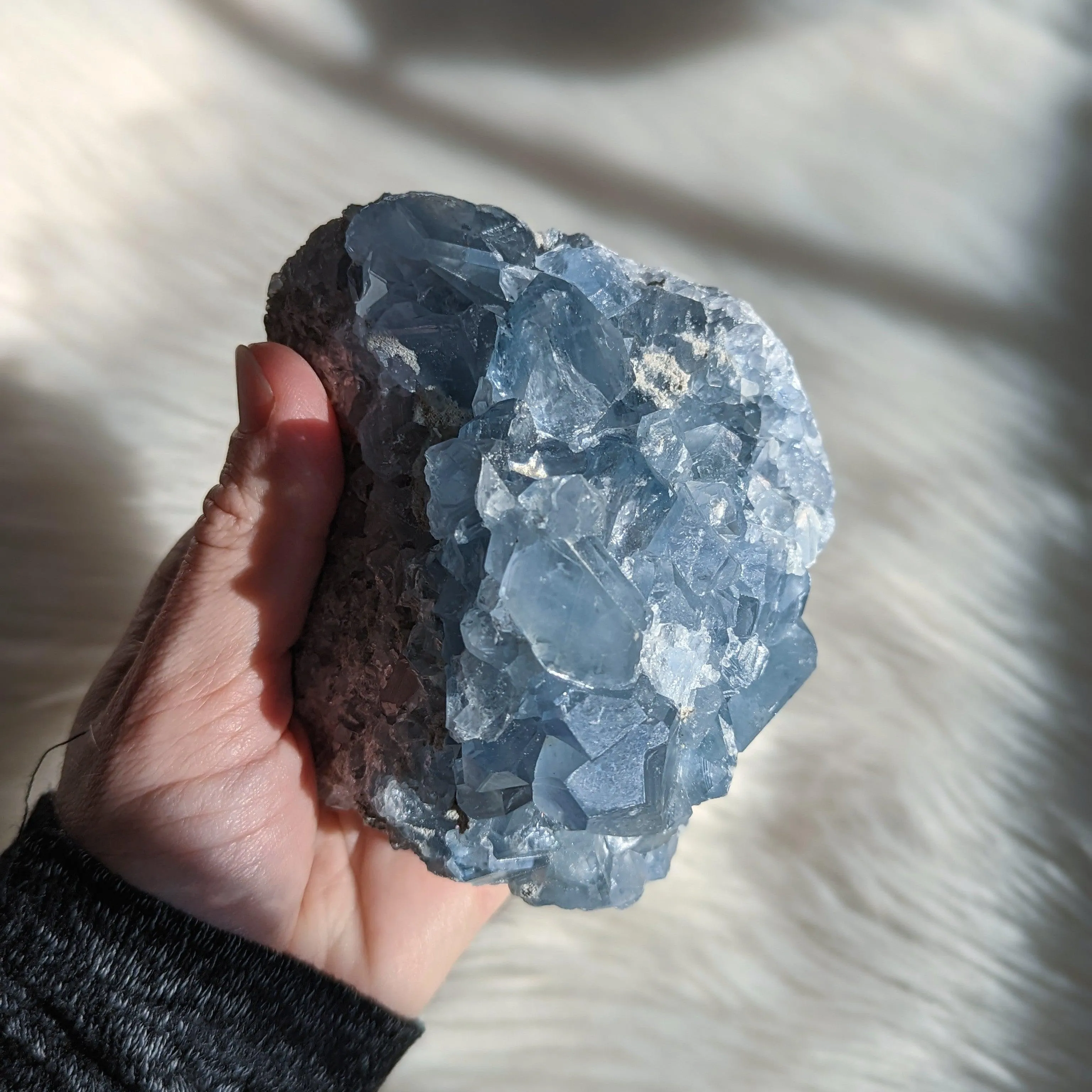 Sparkling Sweet BLUE CELESTITE Geode Cluster