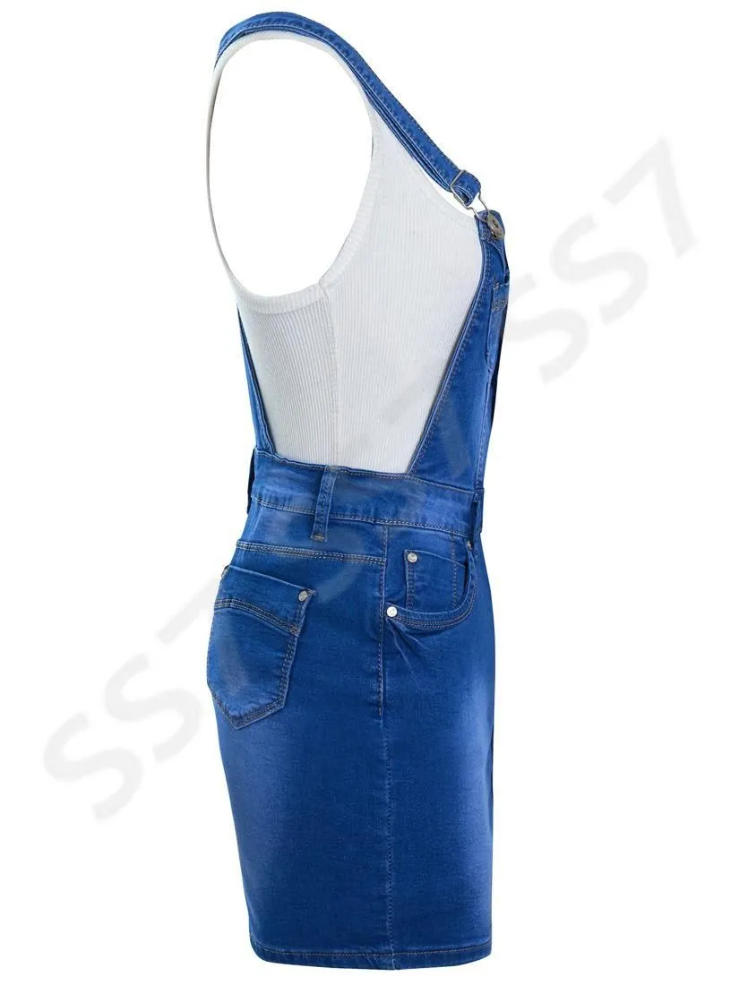  Stonewashed Blue Denim Pinafore Skirt