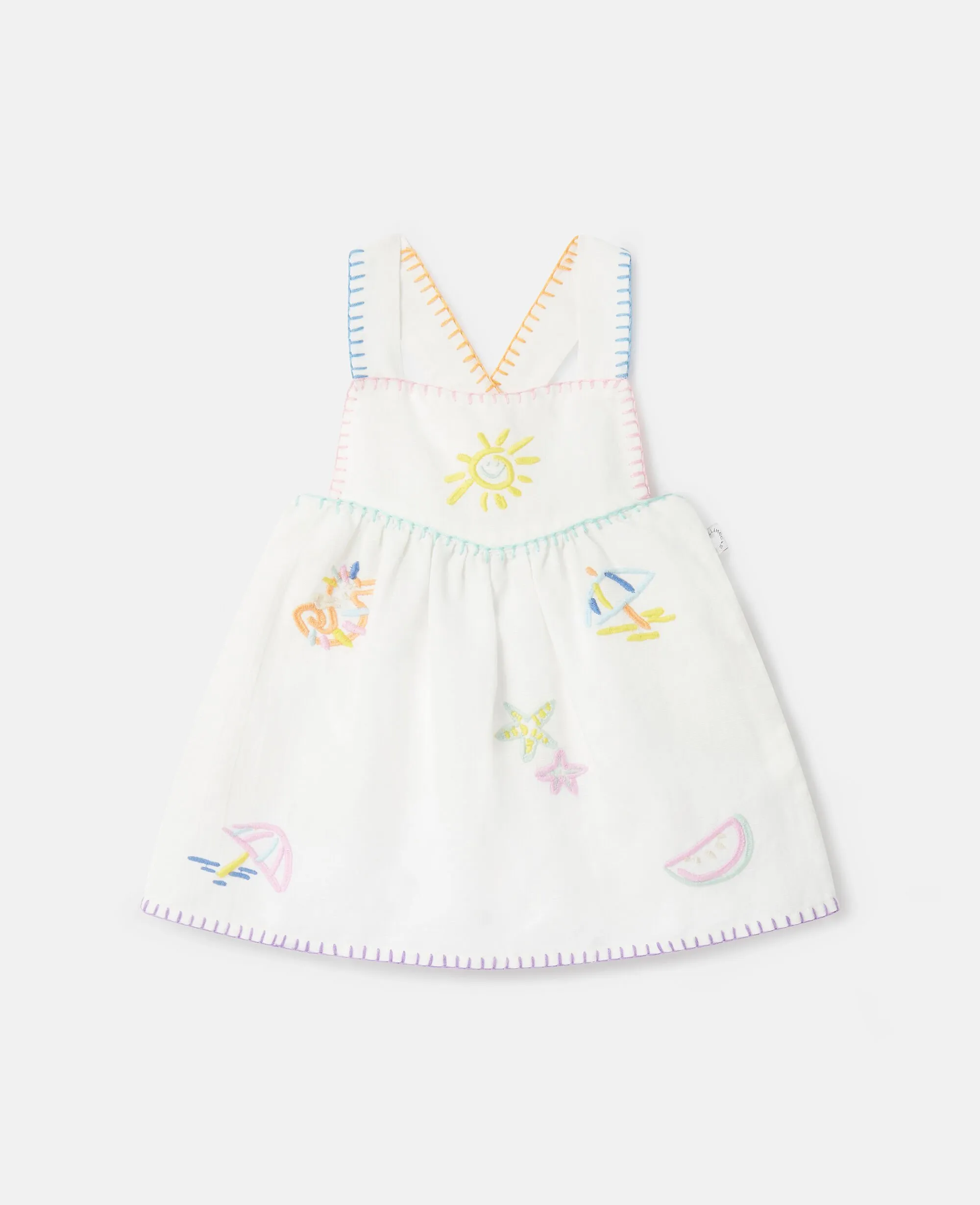 Summer Doodles Embroidery Pinafore Dress