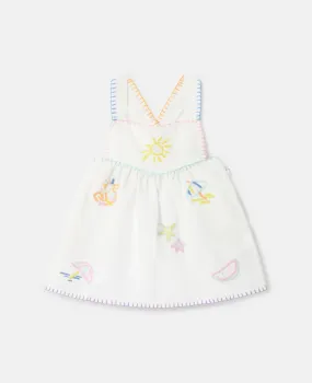 Summer Doodles Embroidery Pinafore Dress