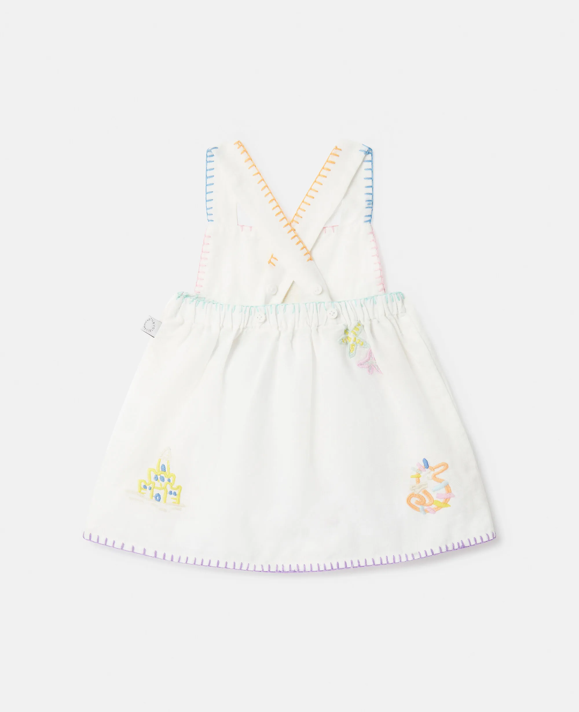 Summer Doodles Embroidery Pinafore Dress