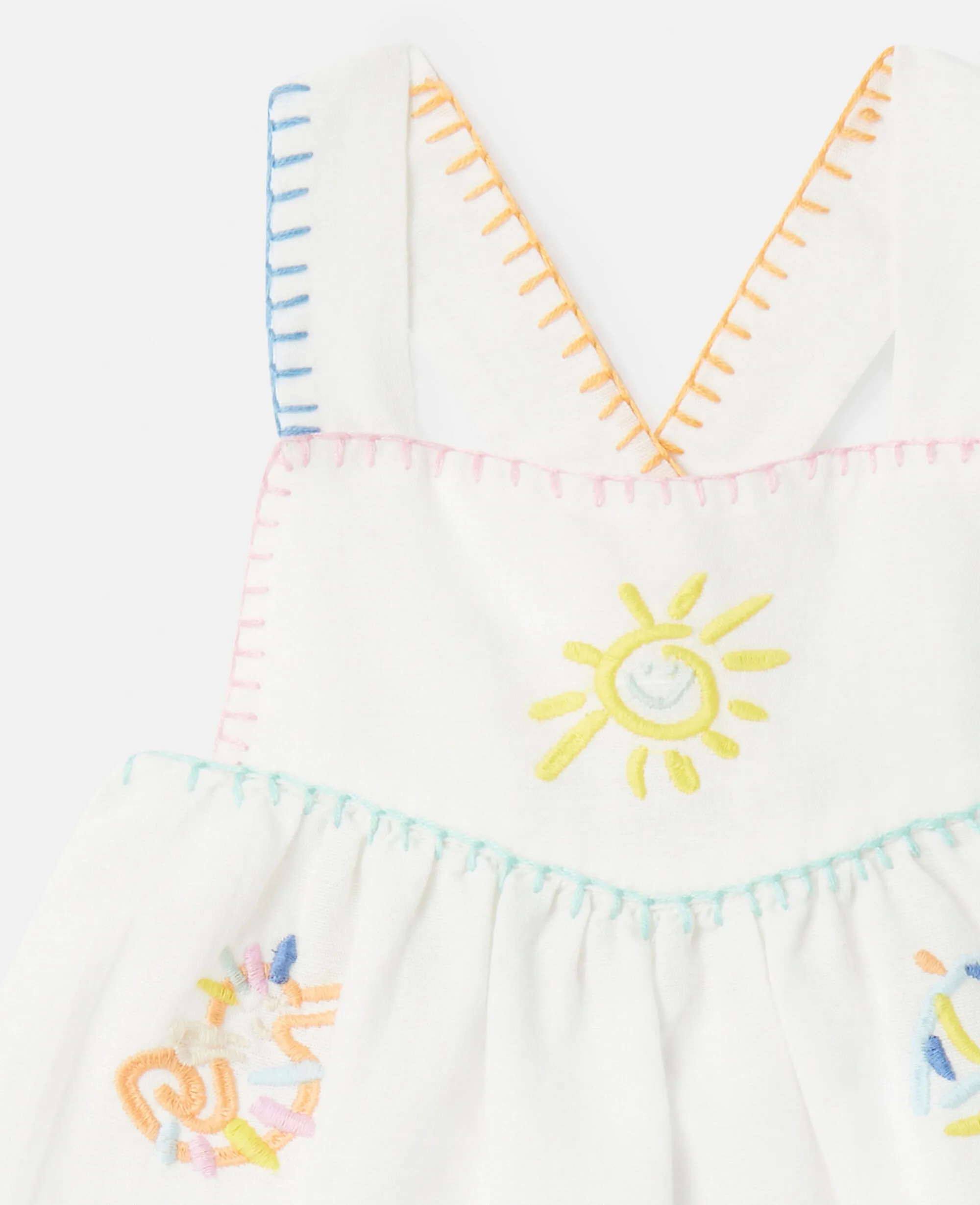 Summer Doodles Embroidery Pinafore Dress