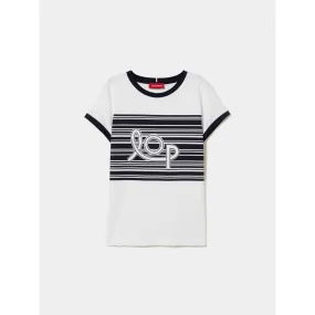 T-shirt with striped print on the front