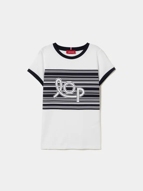 T-shirt with striped print on the front