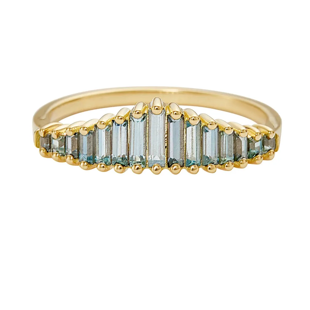 Teal Sapphire Tiara Ring