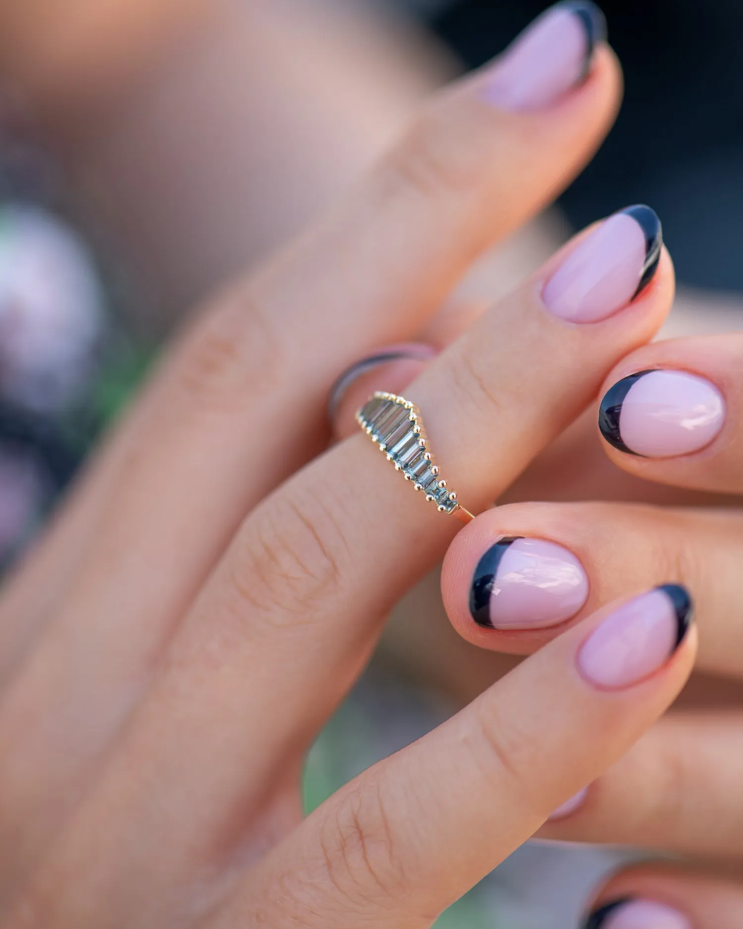 Teal Sapphire Tiara Ring