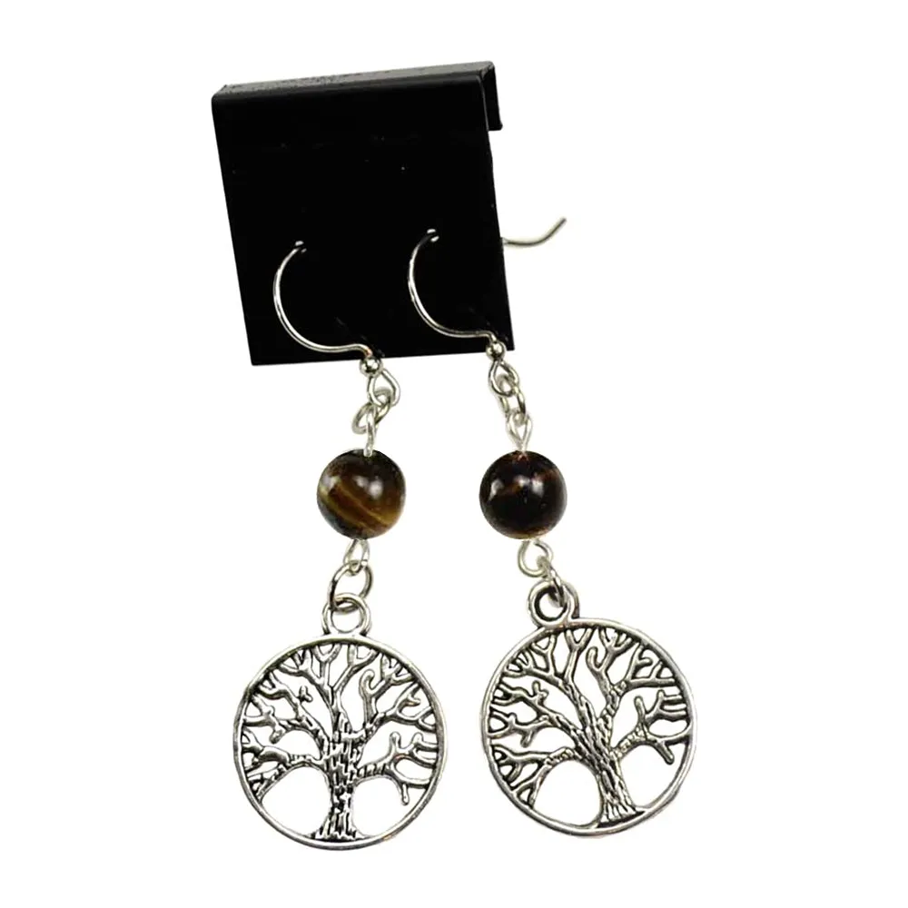 Tiger's Eye Tree of Life Earrings