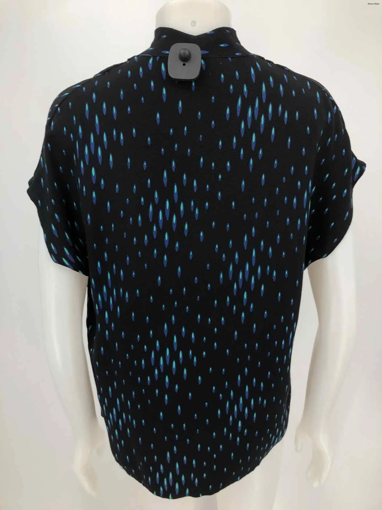 TOCCA Navy Blue Multi Silk Print Short Sleeves Size 6  (S) Top