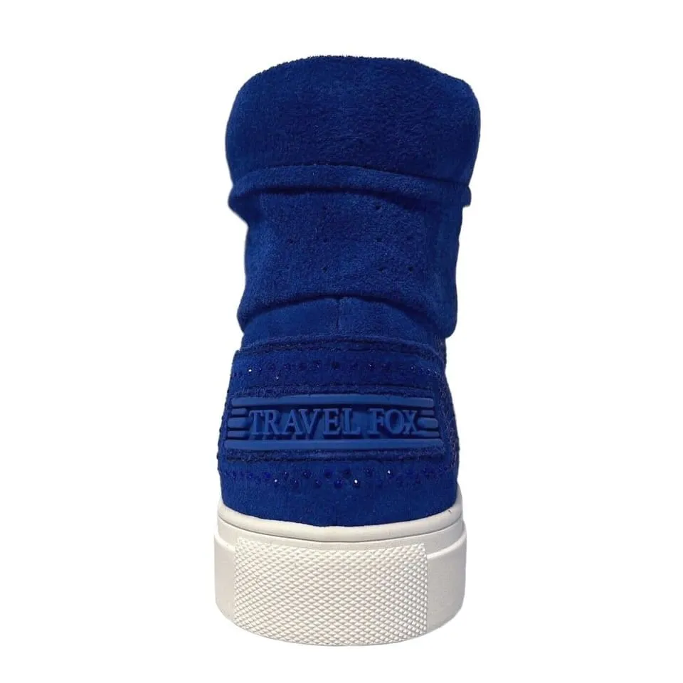 Travel Fox Men's Royal Blue Rhinestoned Suede High Top Sneakers 9220-05