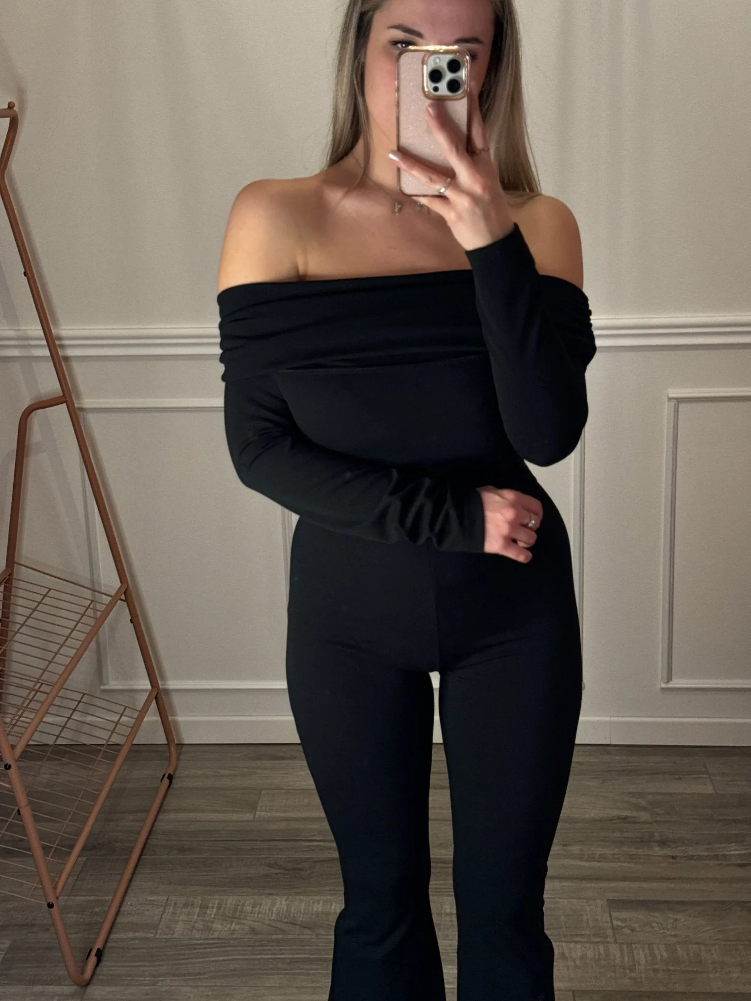 Tuta nera jumpsuit a fascia