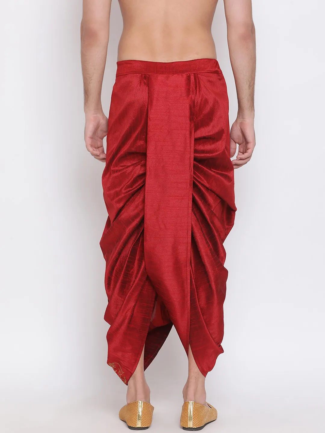 VASTRAMAY Men's Maroon Embroidered Dhoti Pant