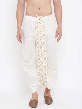 VM By VASTRAMAY Men's Cream Silk Blend Embroidered Dhoti