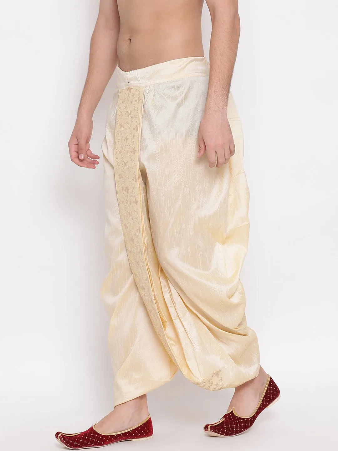 VM By VASTRAMAY Men's Gold Embroidered Dhoti Pant